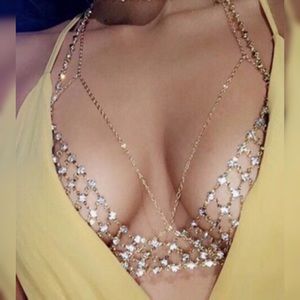 •NWT• Windsor Gold Rhinestone Bralet Body Chain